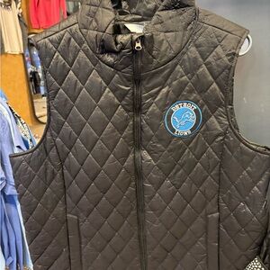 Detroit Lions Quilted Black Vest XL NWOT
